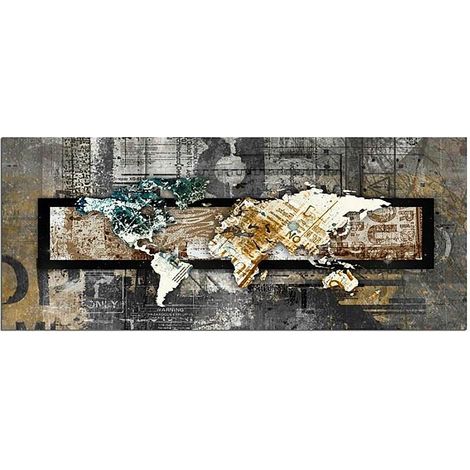 Tableau carte vintage du monde - 120 x 40 cm (1/4)