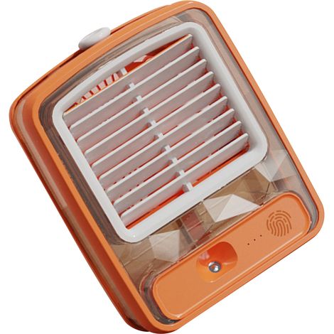 Neuer, tragbarer Mini-USB-Tischklimagerät mit leiser Nebelfunktion, wassergekühlt und mit orangefarbenem Umgebungslicht. (1/5)