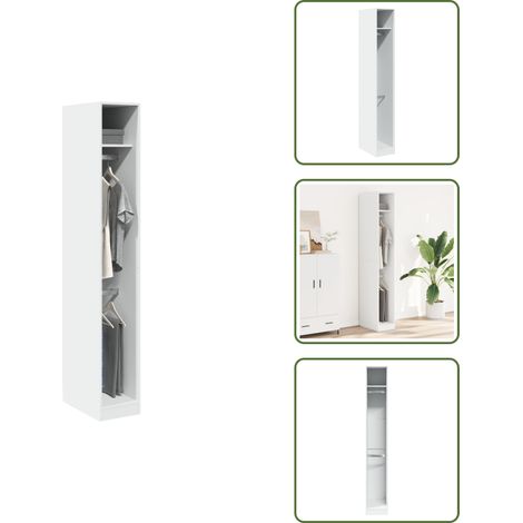 Kleiderschrank Weiß 30x50x200 cm Holzwerkstoff - Kleiderschrank - Kleiderschränke - Schrank - Kleider Organizer (1/5)