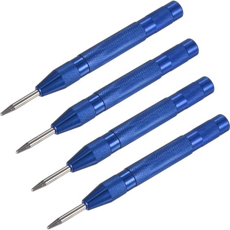 JSSEVN-4-Pack Poinçon Automatique à Centrage, 133mm Aciers Rapides Poinçon à Ressout Outil pour Plaque d'Acier/Plaque de Bois/Verre (1/5)