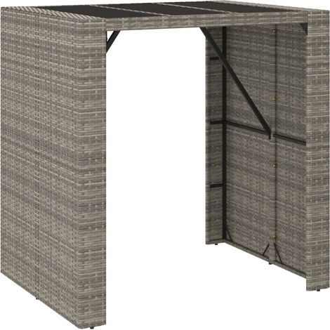 Maison Exclusive - Tavolo da Bar con Piano in Vetro Grigio 105x80x110cm Polyrattan