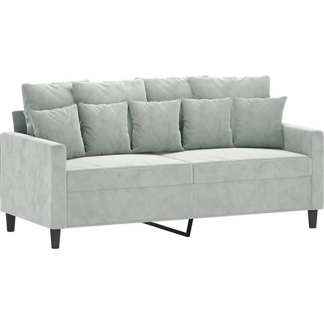 Divano a 2 Posti Sofa Grigio Chiaro 140 cm in Velluto (1/5)