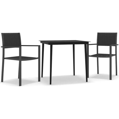 Ensemble à manger de jardin 3 pcs  Mobilier de jardin Noir (1/5)