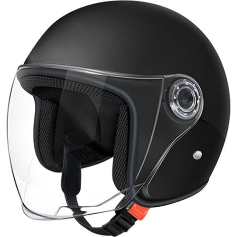 Casque Jet Moto - 1 Unité - ABS - Léger Et Résistant - Scooter Et Cyclomoteur - Noir Taille M/L (1/5)