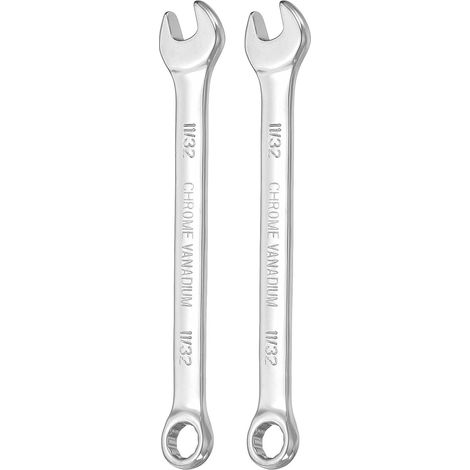 Lot de 2 clés mixtes de 11/32" à extrémité ouverte, décalée à 10 degrés, 12 points, clés à double extrémité, outils pour la maison, les machines automobiles, la réparation de bricolage (1/5)