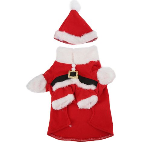 Costume de Noël pour chien, sweat à capuche d'hiver avec bonnet Père Noël pour chiens de petite, moyenne et grande taille (taille S). (1/5)