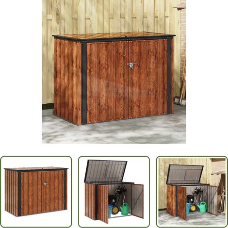 vidaXL Outils de jardin - Boîte de Rangement de Jardin Marron 151,5 x 82 x 110,5 cm Acier (1/5)