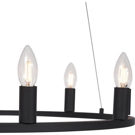 Industrielle Hängelampe schwarz 9-flammig - Knight