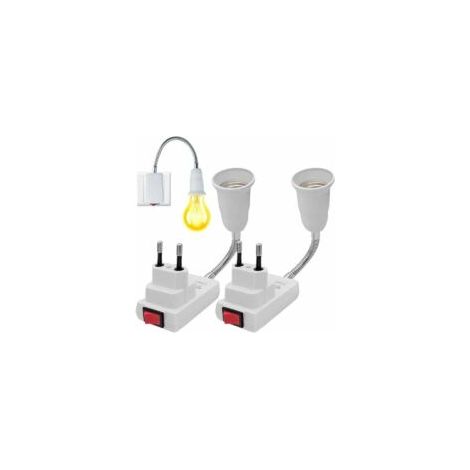 Douille E27 avec Interrupteur sans Fil, 2 Pièces 360 degrés réglable support ampoule e27, adaptateur douille ampoule, pour Bureau Chambre Cuisine, Lampe de Lecture au Lit (sans ampoule) - Crezuo (1/4)