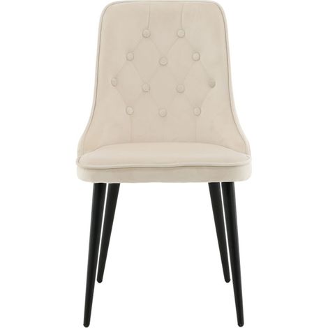 VelvetDeluxe Esszimmerstuhl Velour beige, schwarz.