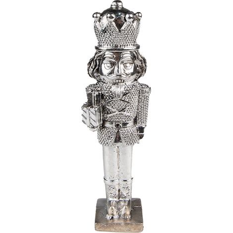 Casse-noisette de Noël Décoration de Fête Figurine en Polyrésine Coloris Argenté 16 cm - PANGIVO (1/4)