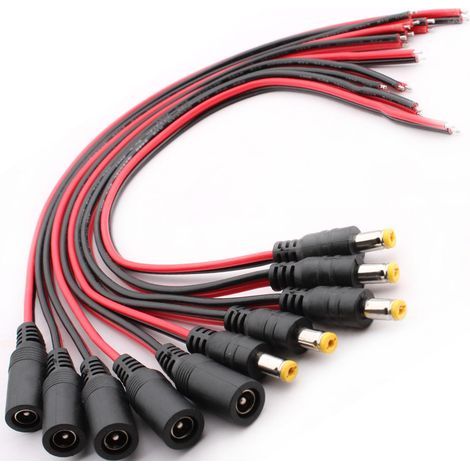 10 Stück 5,5 x 2,1 mm DC-Stromanschlusskabel, 18 AWG 12 V 5 A Stecker/Buchse DC-Stromanschluss für Videoüberwachungskameras, LED-Streifen (1/5)