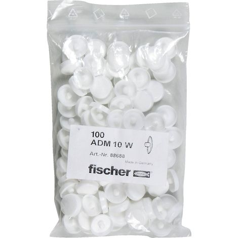 Fischer 100x Tappo di copertura ADM 10 W bianco - 088688