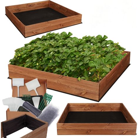 MODO24 Carré potager ZP06 surélevé en bois de pin massif pour jardin et terrasse, 18x93×80 cm, brun imprégné