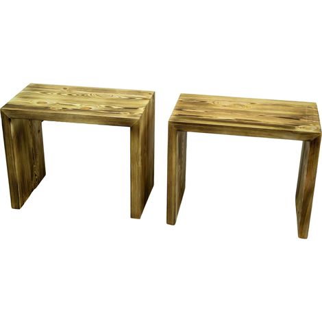 2er Set Beistelltisch 50x40x30cm Sitzhocker in geflammt (1/5)