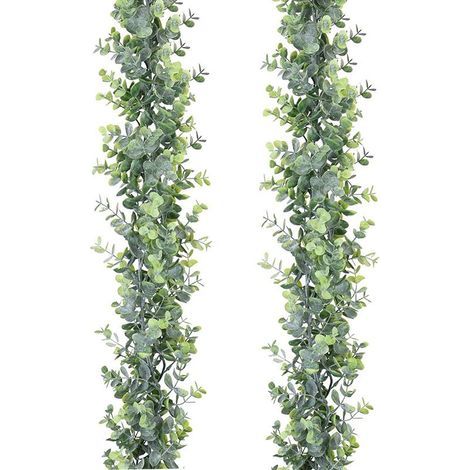 Künstliche Eukalyptusgirlande, 2er-Set hängende künstliche Ranken, Eukalyptusblätter, Bogen- und Wanddekoration, 1,8 m/Stück, UV-Schutz, für den Innen- und Außenbereich geeignet