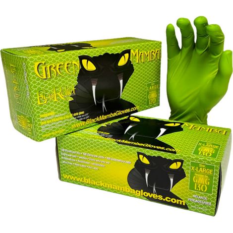 Boite de 100 gants nitrile épais Green Mamba taille L, haute Résistance