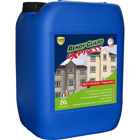 Guard Industrie – Rénov'Guard Express nettoyant façades concentré surpuissant – Action immédiate contre lichens et algues – Compatible tous matériaux – 20L (1/4)