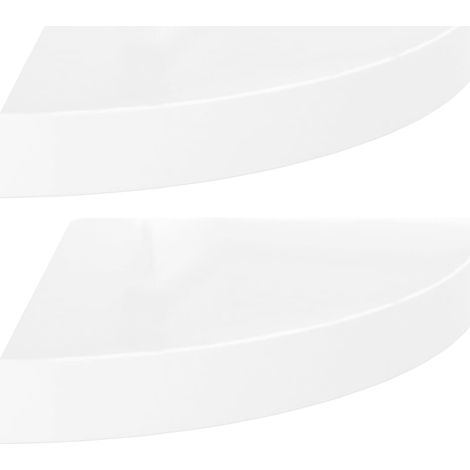 Étagères d'angle murale，Étagère flottantes 2 pièces Blanc brillant 25 x 25 x 3,8 cm MDF CFW34058 (1/5)