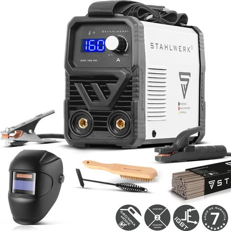 STAHLWERK Soldadora de electrodos ARC 160 MD – Equipo completo – MMA (Electrodo), 160 A, uso flexible sin gas, compacta y ligera, ampliable a DC TIG, Hotstart, Anti-Stick, refrigeración inteligente (1/5)