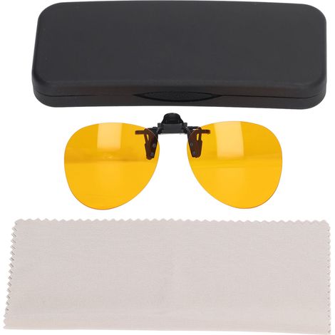 Lunettes clip-on UV protection anti-lumière bleue sans monture, flip vertical 180 degrés, rond orange (1/5)