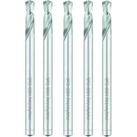 5 Forets Hélicoïdaux HSS Cobalt - Inox, Hardox, Aciers Très Durs 135° D. 9.5 x Lt. 125 x Lu. 40 x Q. 9.5 mm x Z2 - Diamwood