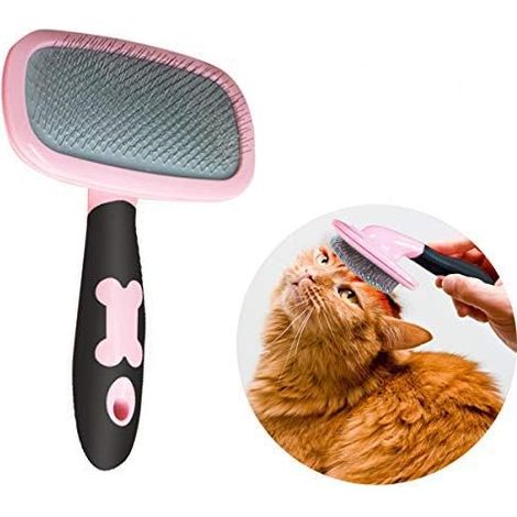 Brosse pour chiens et chats Peigne de toilettage pour chiens et chats avec poils longs et courts Brosse pour chiens et chats Peigne de toilettage pour chiens et chats avec poils longs et courts -Rose- (1/4)