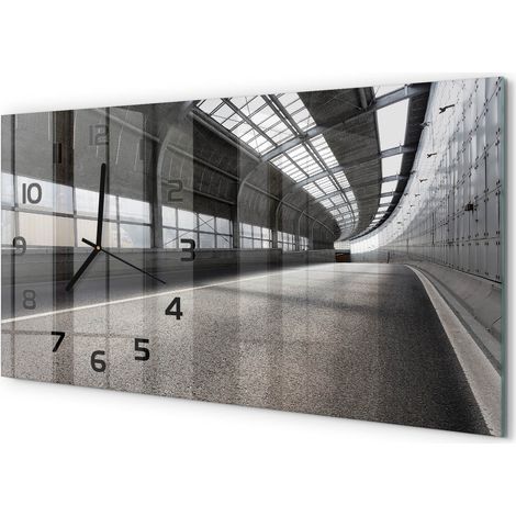 Horloge Murale Bureau 60x30 cm Verre Trempé Silencieuse Moderne Rue dans le tunnel (1/5)