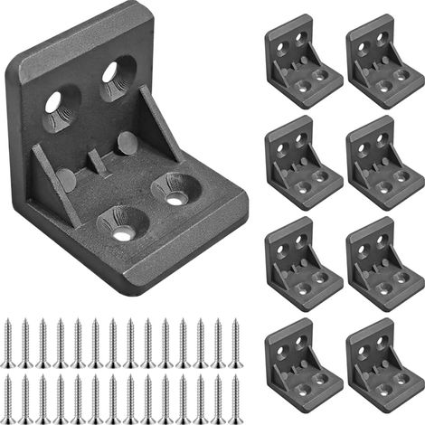 CCYKXA Set mit 10 Kunststoff-Eckverbindern inklusive Schrauben, L-förmig, schwarz, 90°-Möbelwinkel, 27 x 26 x 26 mm, L-förmige Eckverbinder für Holz (1/5)
