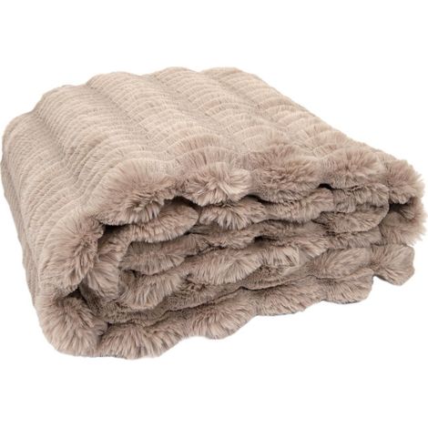 Plaid Imitation Fourrure "Opulence" 120x150cm Taupe (1/5)