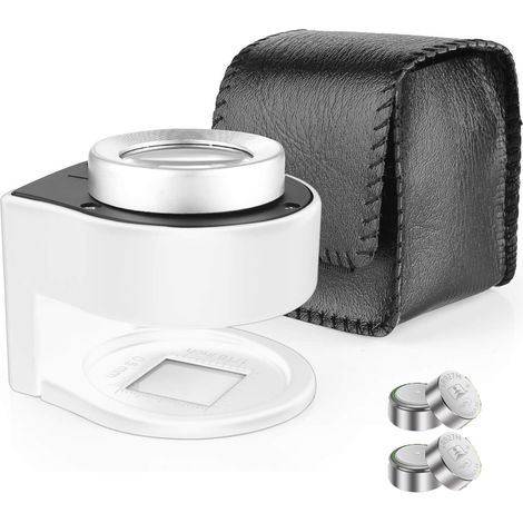 lupa de 30 aumentos, lente de cristal, 6 luces LED, base de metal, escala de medición, para joyería, numismática y costura. (1/5)