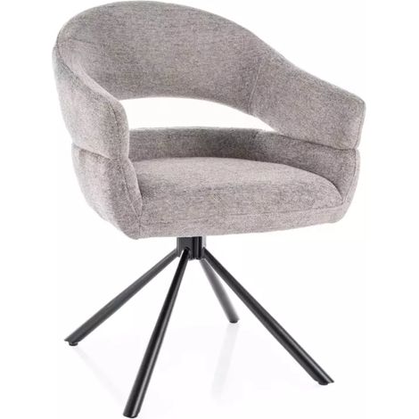 Chaise tissu doux avec accoudoirs design pivotante à 180° gris LAVIN (1/5)
