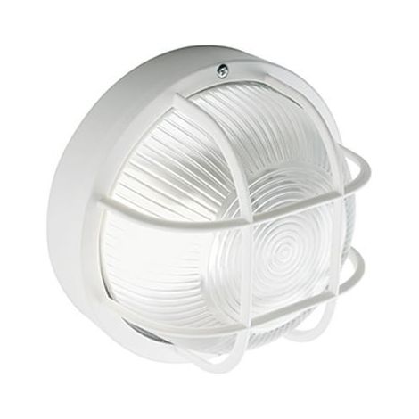 Plafoniera Esterno Con Gabbia Echo Tonda Termoplastica E Vetro Bianco 1 Luce E27 (1/2)