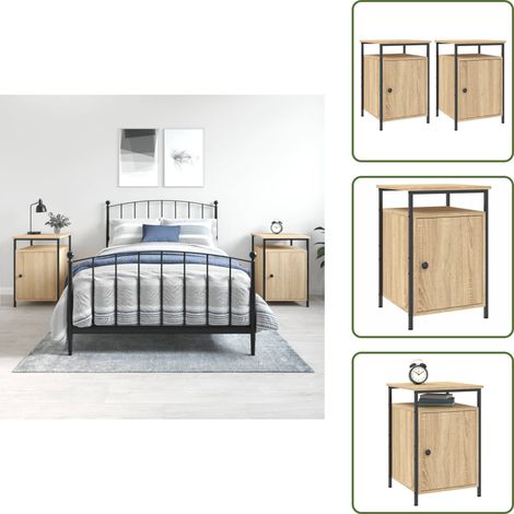 Nachttische 2 Stk. Sonoma-Eiche 40x42x60 cm Holzwerkstoff - Nachttisch - Holznachtttisch - Kommode - Sideboard - Schlafzimmermöbel (1/5)