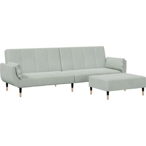 Maison Exclusive - Schlafsofa 2-Sitzer mit Fußhocker Hellgrau Sam