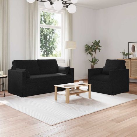 Sofa Set 2 pcs Schwarz 158 x 78 x 80 cm Stoff