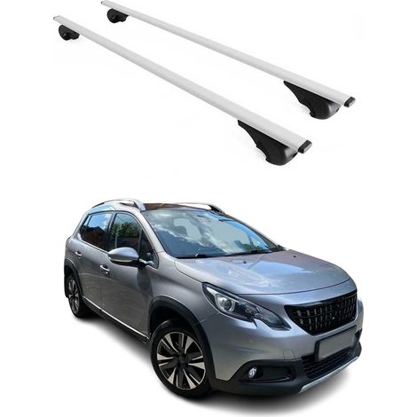 OMAC Barres de toit pour Peugeot 2008 I 2013-2019 – TÜV / DIN 75302:2019 – Antivol inclus – Charge max 75 kg – 2 barres Argent (1/4)