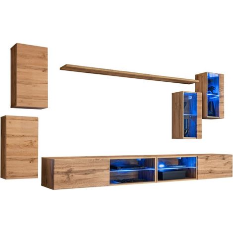 Conjunto de muebles de salón SWITCH XXV – LED – Roble – Diseño suspendido