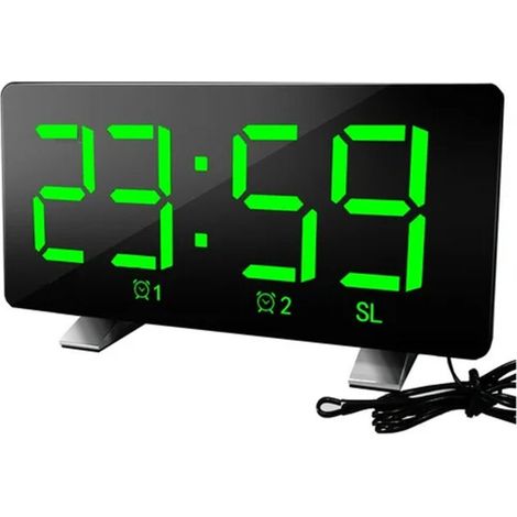 Radio-réveil numérique LED avec fonction snooze, double alarme et radio FM. (1/5)
