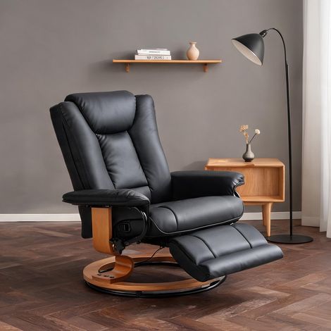 Fauteuil relax coloris noir en bonded cuir 78 x 88 x 103 cm (1/5)