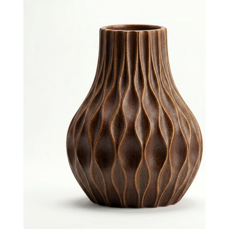 Vaso moderno ondulato marrone per fiori decorativi in stile contemporaneo
