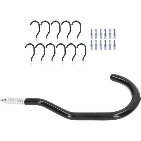 12 crochets de rangement pour vélo avec revêtement, suspension murale/plafond de garage, en fer robuste, outillage à main, lot de 12 (1/5)