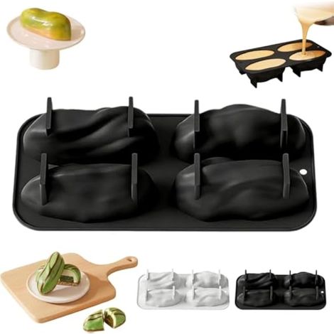 Moule en silicone à pistache, Moule à dessert anti-adhésif de qualité alimentaire pour patisserie, mousse, gelée et gateau, flexible pour four, congélateur, Forme unique de pistache pour (Noir) (1/5)