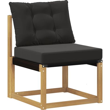 Outdoor Mittelsofa Massivholz Akazie und Textilene Stoff Weiß vidaXL