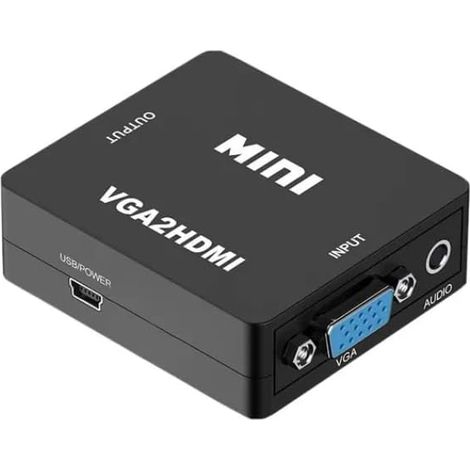 Mini Convertisseur VGA vers HDMI, Adaptateur Analogique, Haute Définition, Audio, Vidéo, PC Portable, Projecteur TV