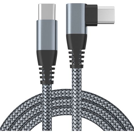 Câble de charge à double extrémité de type C, câble de données de charge rapide coudé adapté aux ordinateurs portables et aux téléphones portables (1/5)