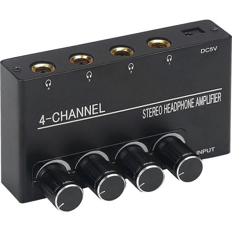 Kompakter 4-Kanal-Stereo-Kopfhörerverstärker für Ohrhörer mit 6,35-mm-Klinkenstecker und Lautstärkeregler (1/5)