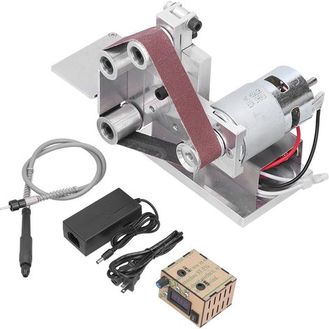 Ponceuse à bande mini électrique, machine de polissage et ponçage DIY, 7 vitesses, DC12-24V, type 20, 110-240V, prise US (1/5)