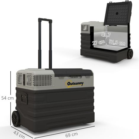 Glacière portable voiture 56L -20°C à 20°C, réfrigérateur camping car van 69x43x54 cm noir gris (1/5)