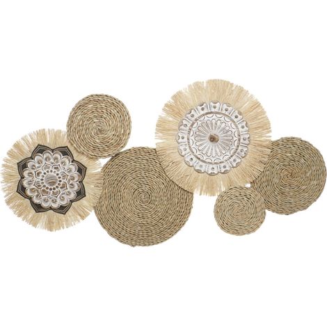 Decoracion Pared Fibra Metal 127,6X7X66,7 Natural DP202216 (1/4)